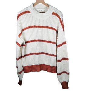 In Loom Size Medium Sweater Cotton Striped Oversized Cozy Casual